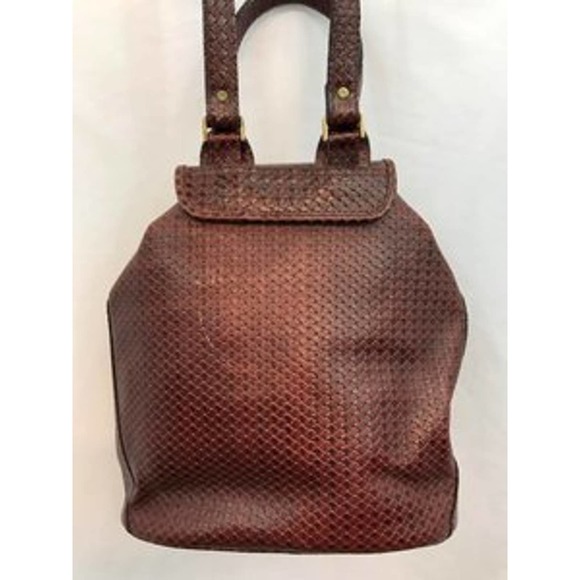 Cuerolandia Burgundy Perforated Leather Backpack